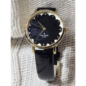 Kate Spade New York Live Colorfully Woman's Black Leather Band Watch NO BATTERY